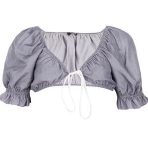 boohoo | Chambray Tie Front Crop Top